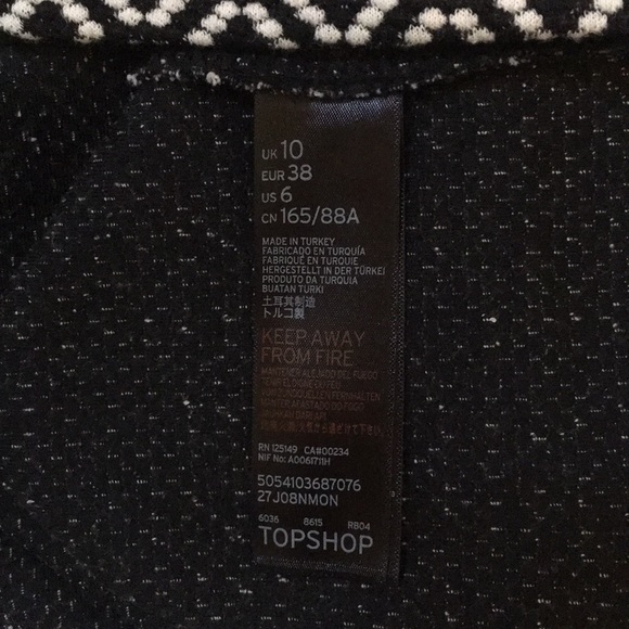 Topshop Half Zip Patterned Black White Min… - Picture 7 of 8